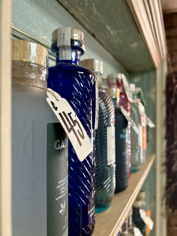 Gin selection on shelves