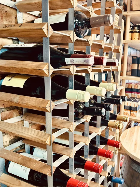 Wine rack stocked with bottles